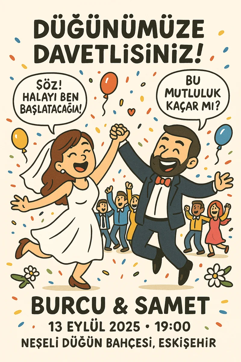 Karikatür Düğün Davetiyesi
