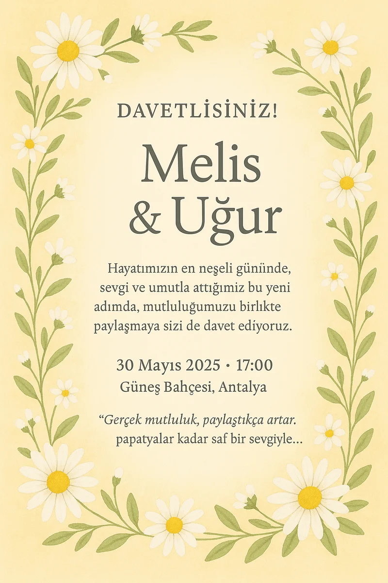 Papatya İlkbahar Davetiyesi