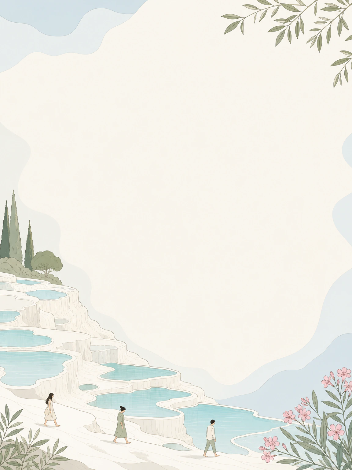 Pamukkale travertenleri detaylı Denizli davetiye arka planı