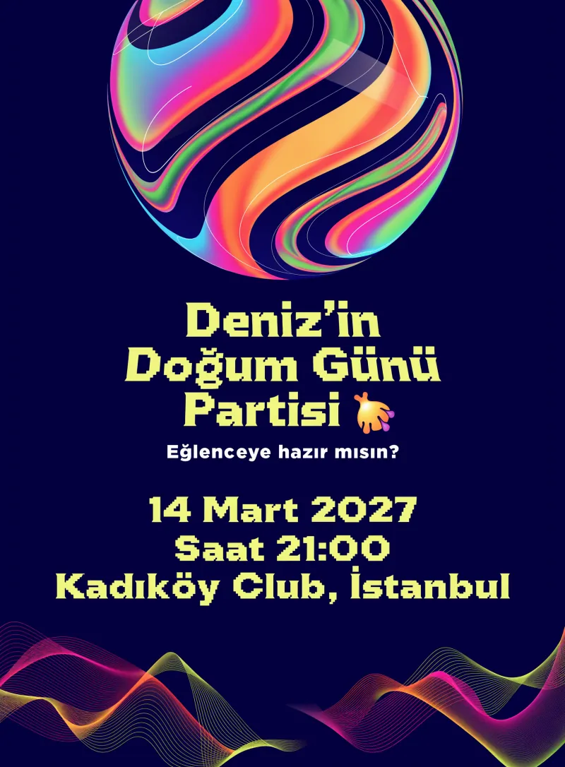 Neon renkli modern doğum günü partisi davetiyesi