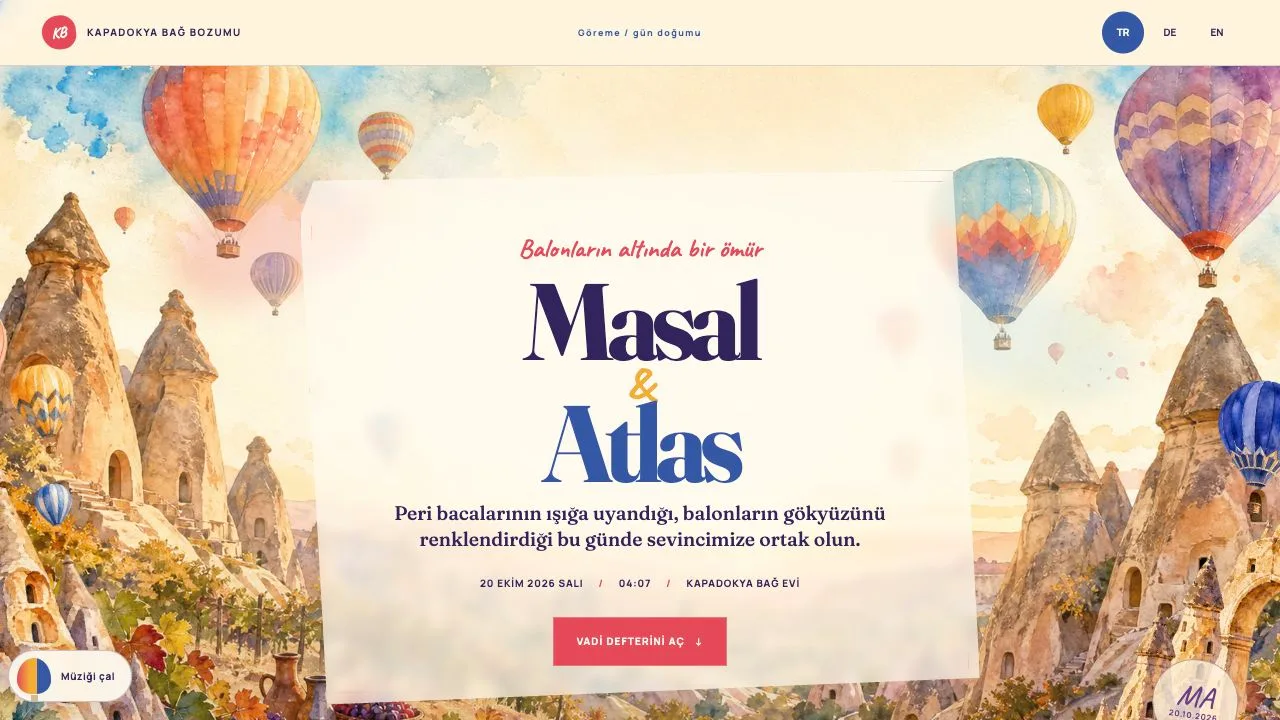 Kapadokya Bağ Bozumu şablonu, Masal & Atlas
