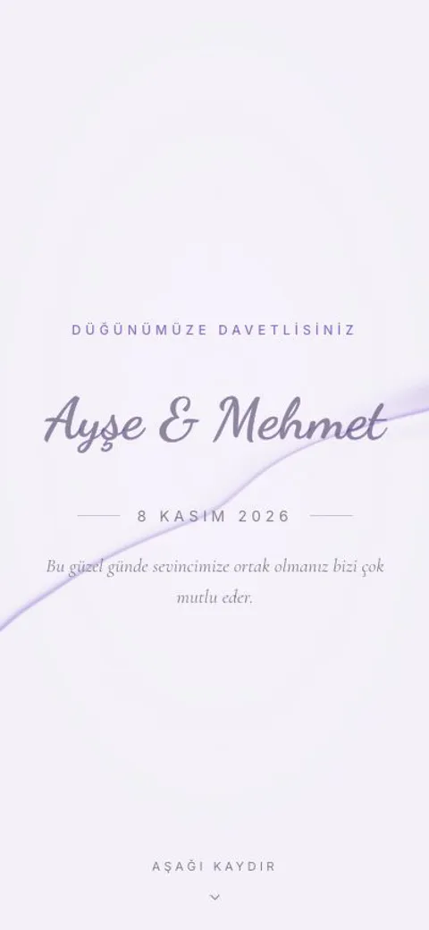 Leylak davetiye sitesi temasının mobil önizlemesi