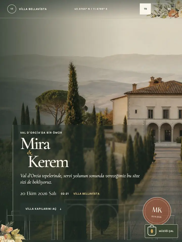 Villa Bellavista düğün sitesi şablonu