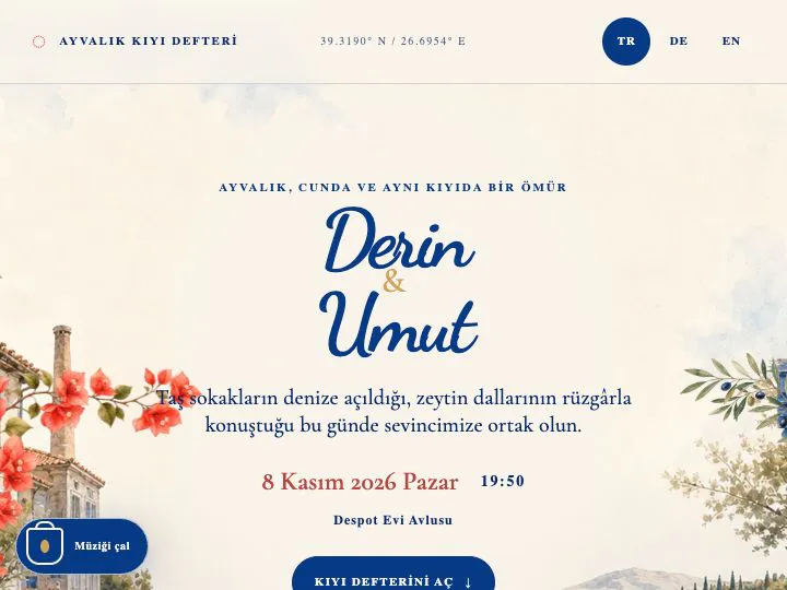 Ayvalık düğün sitesi örneği