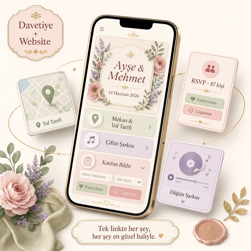 Düğün websitesi ve davetiye birlikte