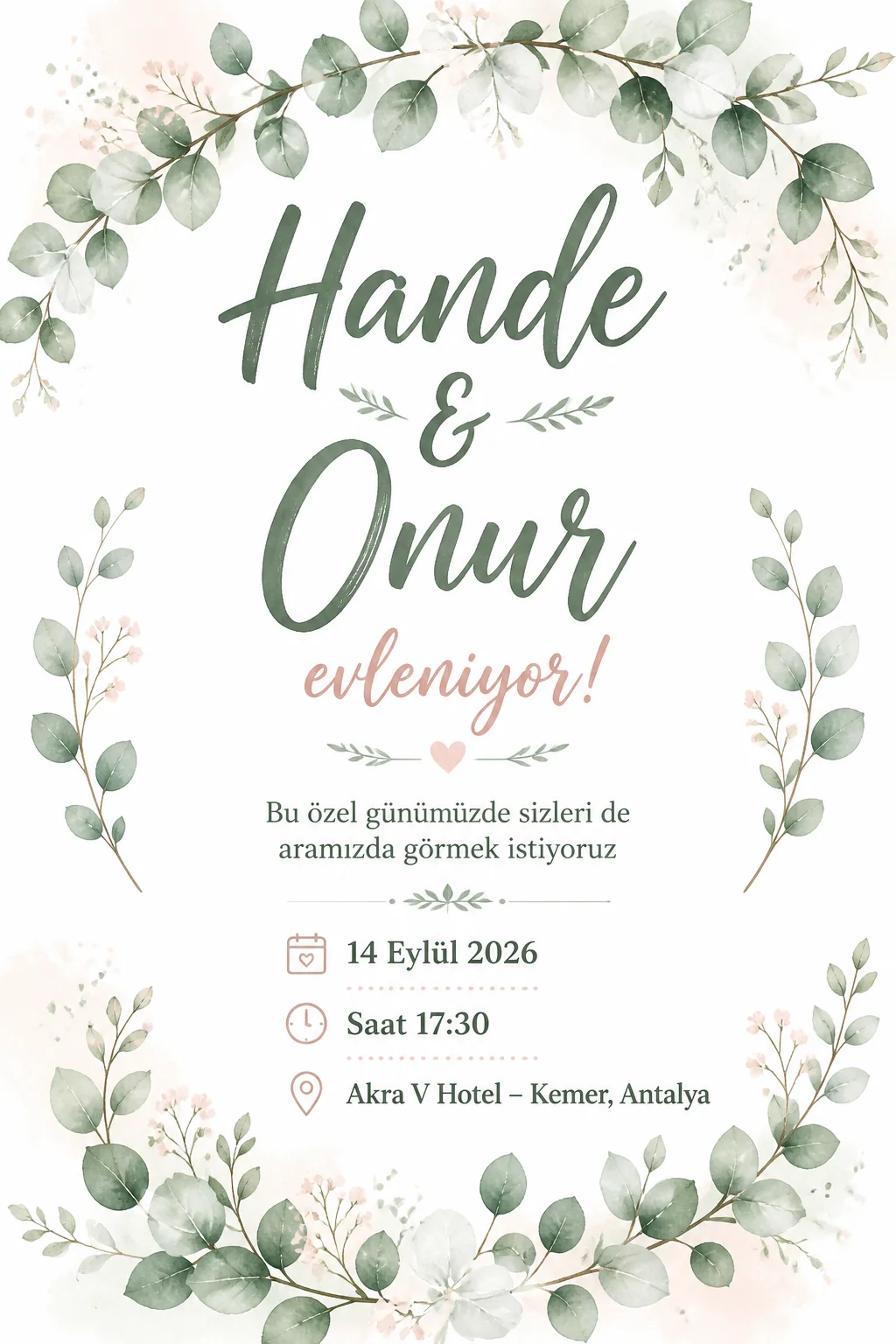 Başlangıç kalitesinde örnek davetiye
